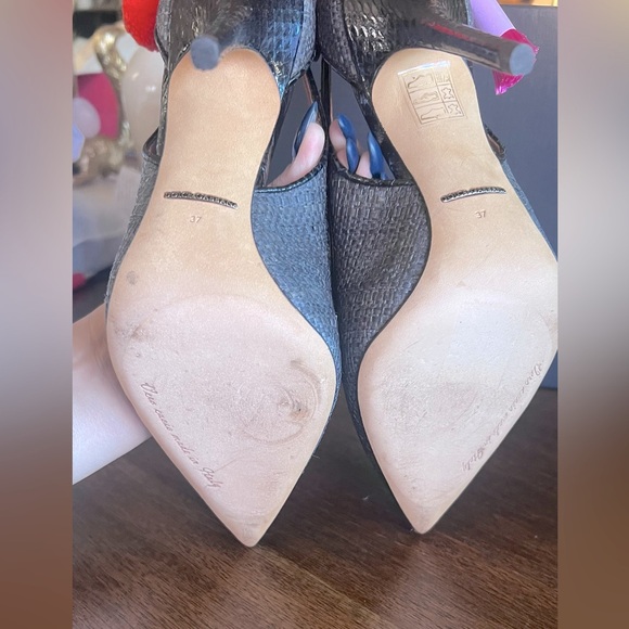 NEW Dolce & Gabbana DG Grey Raffia & Snakeskin Cutout Pointed Toe Heels EU 37 - Picture 8 of 12